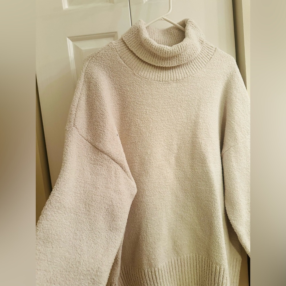 Merokeety Cozy Chunky Knit Turtleneck Sweater | Oversized Cream/Oatmeal - Size L - Picture 6 of 9